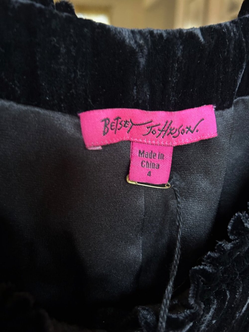 Vintage Y2K Betsey Johnson Black Crushed Velvet Bustle Top - Picture 12 of 12